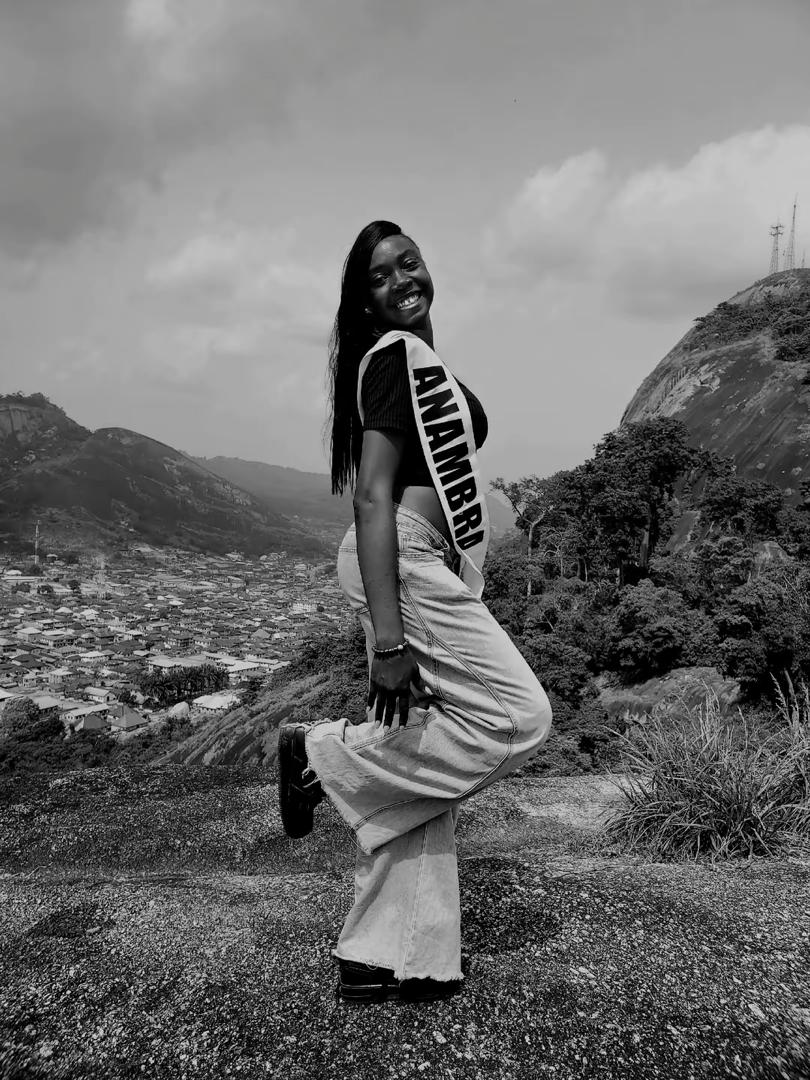 Abigael on Idanre Hill overlooking the valley below